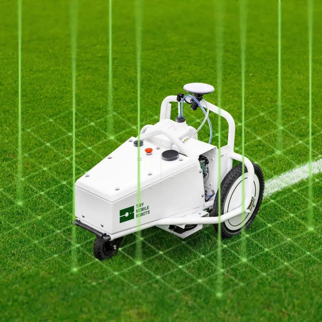 SnapLine GPS-guided field painting robot in action